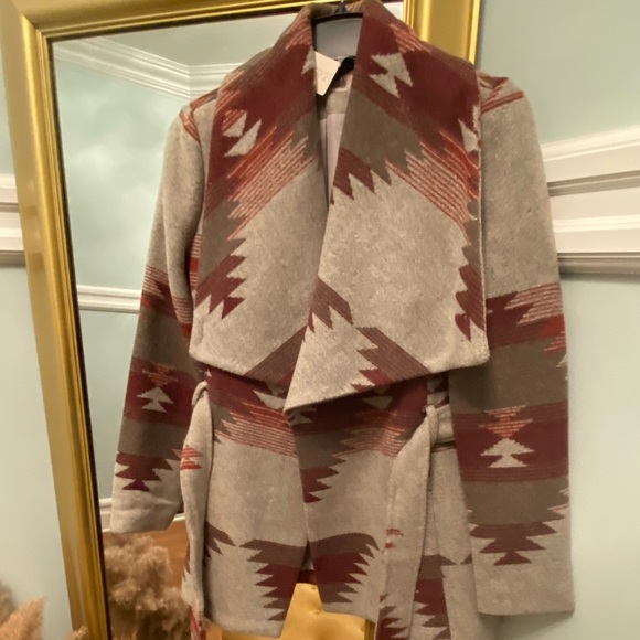 Coats | Aztec Belted Coat Size S | Poshmark